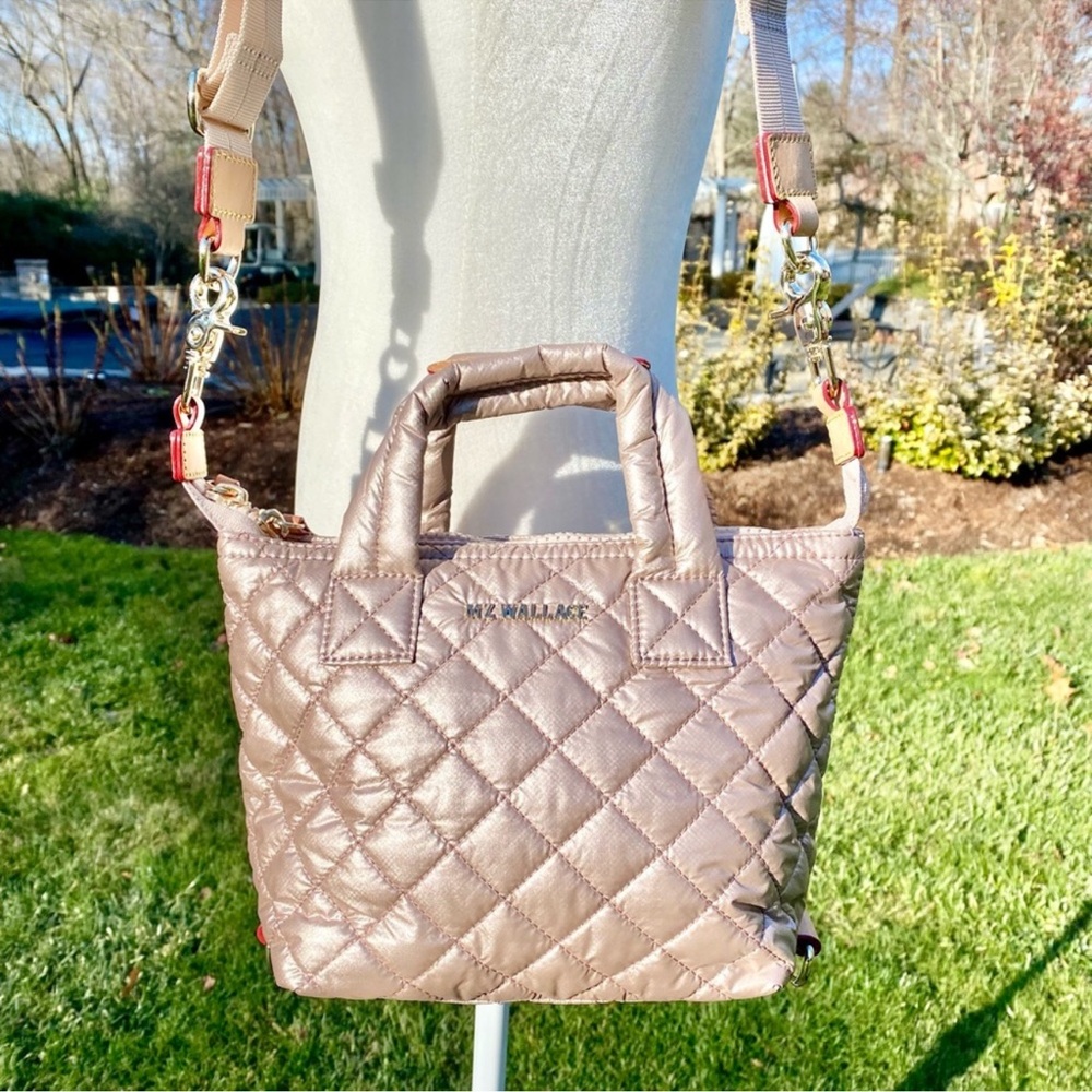 MZ Wallace Small Sutton Deluxe Crossbody Tote Bag in Pale Rose Gold - Picture 10 of 13